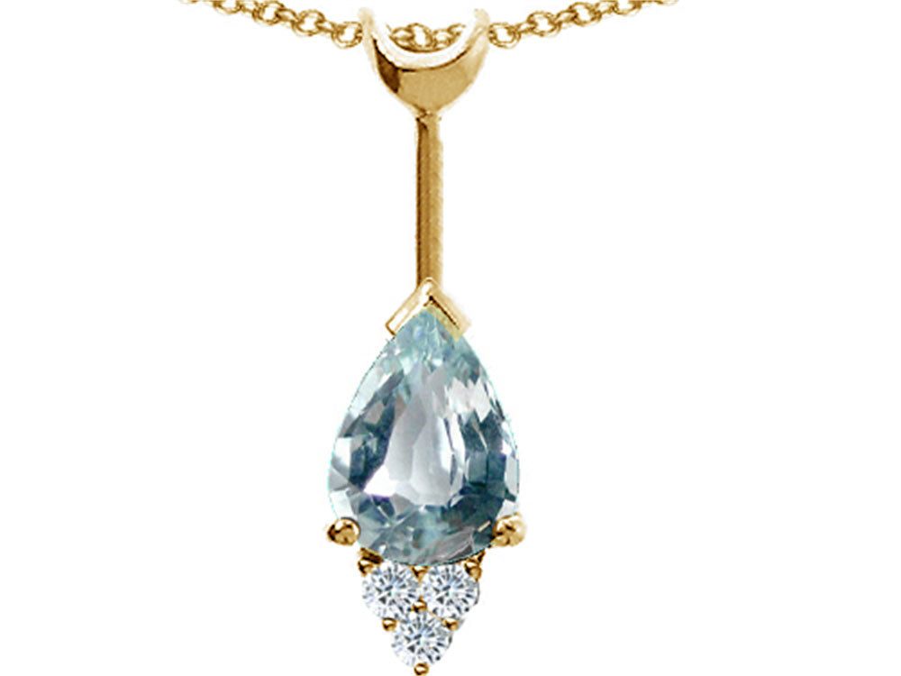 Tommaso Design™ Pear Shape Genuine Aquamarine Pendant Necklace