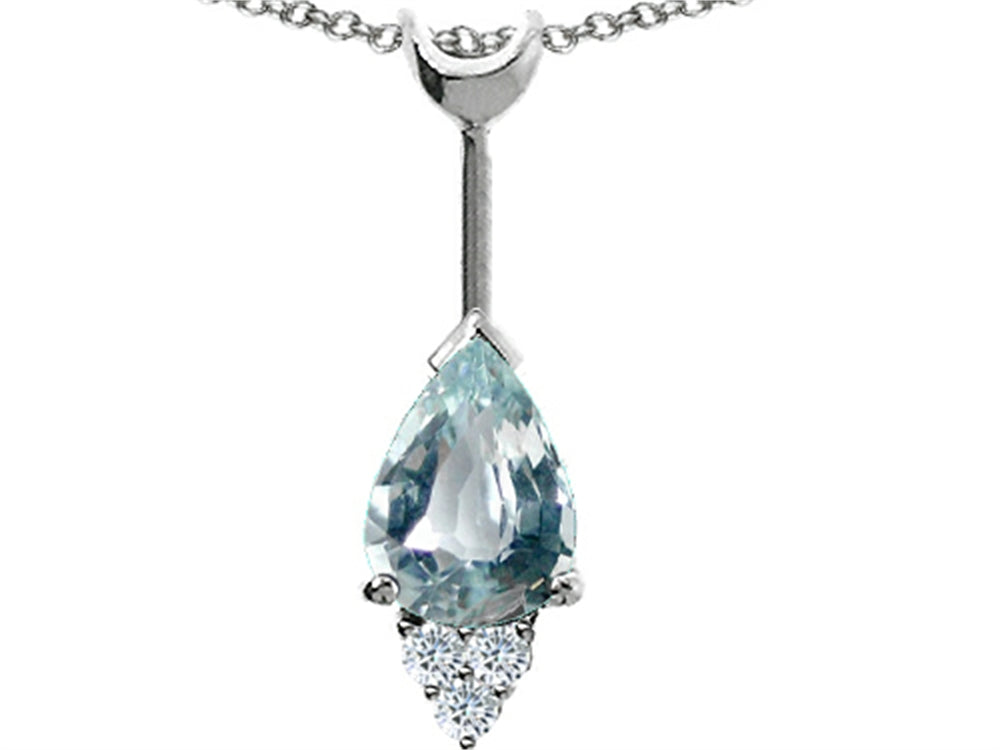 Tommaso Design™ Pear Shape Genuine Aquamarine Pendant Necklace
