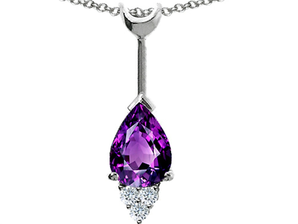 Tommaso Design™ Pear Shape Genuine Amethyst Pendant Necklace