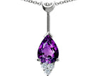 Tommaso Design™ Pear Shape Genuine Amethyst Pendant Necklace