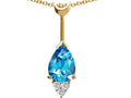 Tommaso Design™ Pear Shape Genuine Blue Topaz Pendant Necklace