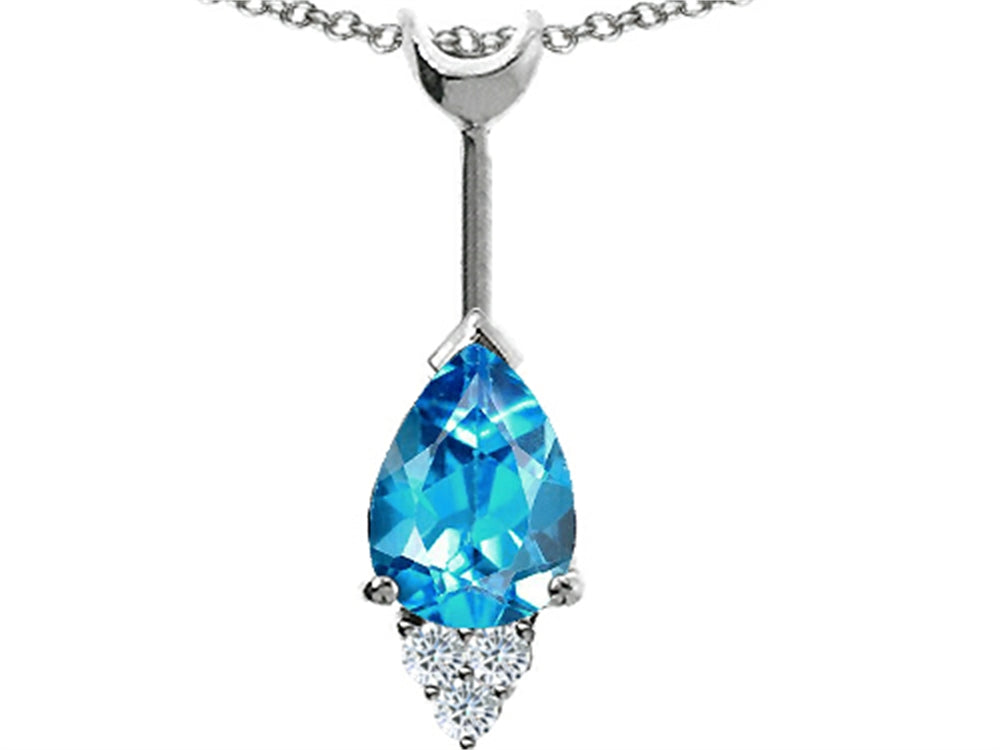 Tommaso Design™ Pear Shape Genuine Blue Topaz Pendant Necklace