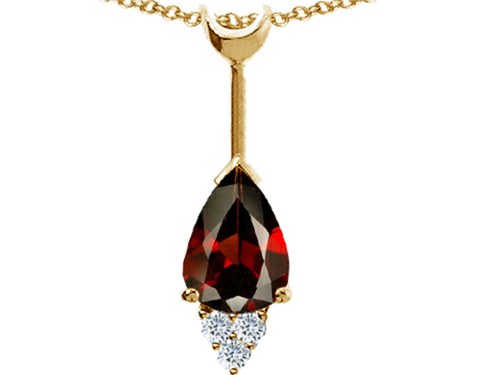 Tommaso Design™ Pear Shape Genuine Garnet Pendant Necklace