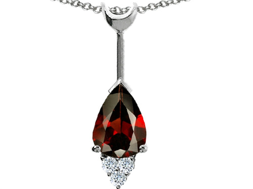 Tommaso Design™ Pear Shape Genuine Garnet Pendant Necklace