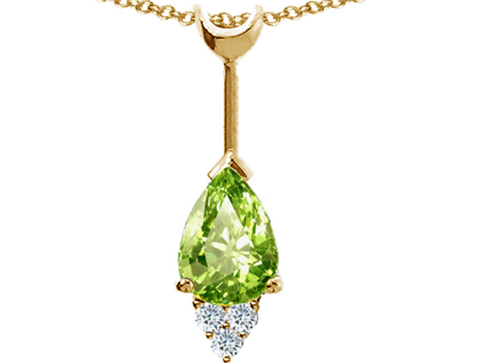 Tommaso Design™ Pear Shape 8x6 mm Genuine Peridot Pendant Necklace