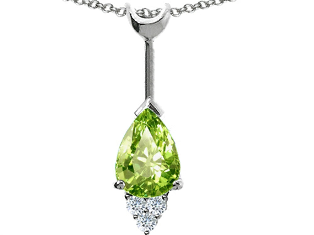 Tommaso Design™ Pear Shape 8x6 mm Genuine Peridot Pendant Necklace