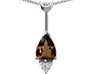 Tommaso Design™ Pear Shape 8x6 mm Genuine Smoky Quartz Pendant Necklace