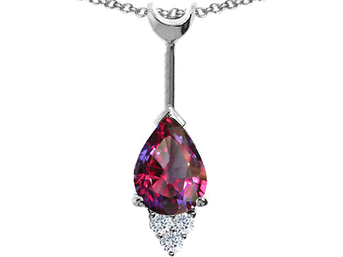 Tommaso Design™ Pear Shape 8x6 mm Simulated Alexandrite Pendant Necklace