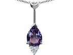 Tommaso Design™ Pear Shape 8x6 mm Simulated Alexandrite Pendant Necklace