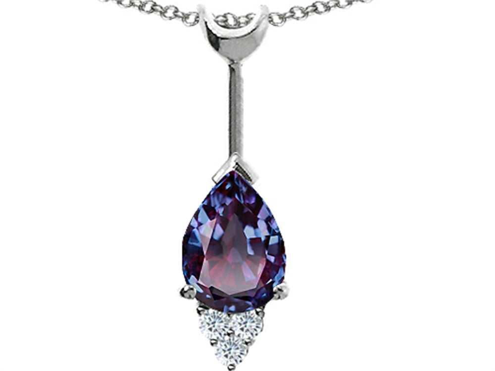 Tommaso Design™ Pear Shape 8x6 mm Simulated Alexandrite Pendant Necklace