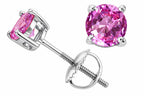 Tommaso Design™ Round 6mm Created Pink Sapphire Screw Back Earrings Studs