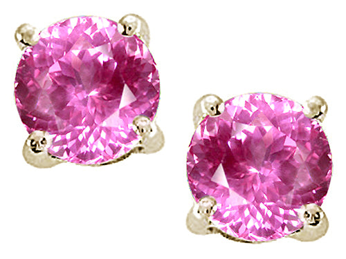 Tommaso Design™ Round 7mm Created Pink Sapphire Earrings Studs
