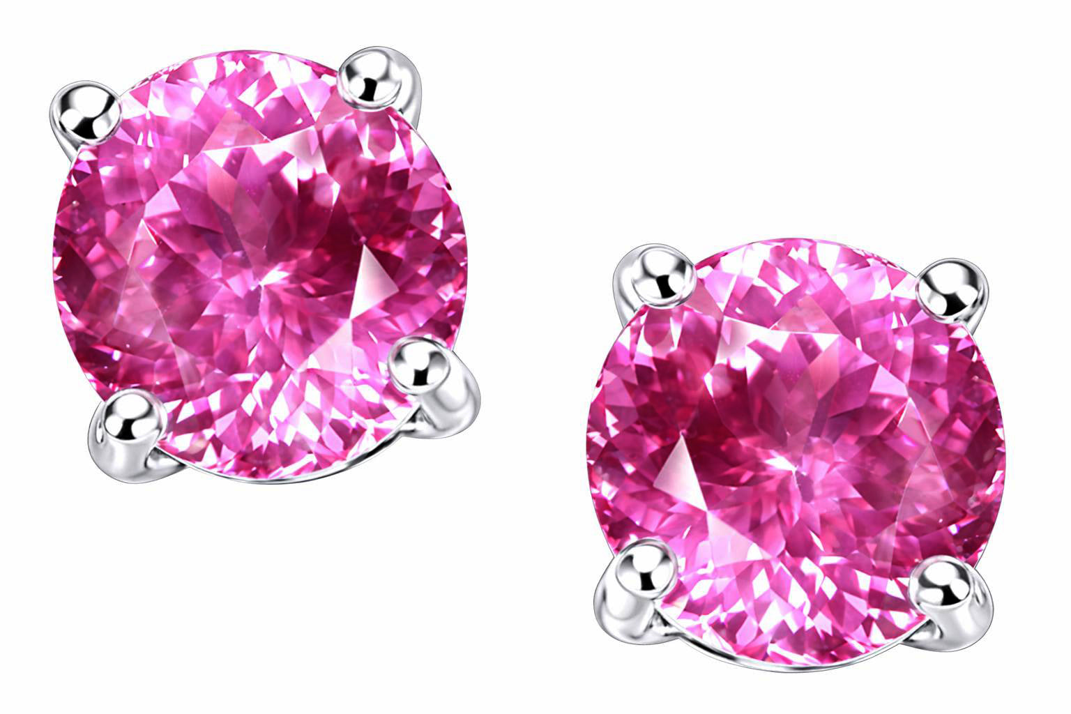 Star K Round 7mm Created Pink Sapphire Earrings Studs