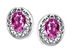 Tommaso Design™ Oval 6x4mm Created Pink Sapphire Earrings Studs