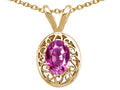 Tommaso Design™ Oval 6x4mm Created Pink Sapphire Pendant Necklace