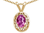 Tommaso Design™ Oval 6x4mm Created Pink Sapphire Pendant Necklace