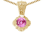 Tommaso Design™ Round 5mm Created Pink Sapphire Pendant Necklace