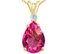 Tommaso Design™ Pear Shape 9x7mm Created Pink Sapphire Pendant Necklace