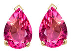 Tommaso Design™ Pear Shape 10x7mm Created Pink Sapphire Earrings Studs
