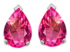 Tommaso Design™ Pear Shape 10x7mm Created Pink Sapphire Earrings Studs