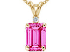 Tommaso Design™ Emerald Cut 8x6mm Created Pink Sapphire Pendant Necklace
