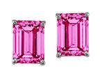 Tommaso Design™ Emerald Cut 8x6mm Created Pink Sapphire Earrings Studs