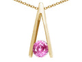 Tommaso Design™ Round 5mm Created Pink Sapphire Pendant Necklace