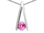 Tommaso Design™ Round 5mm Created Pink Sapphire Pendant Necklace