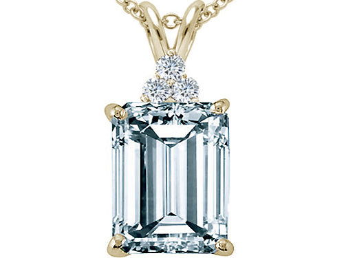 Tommaso Design™ Emerald Cut 10x8 mm Genuine Aquamarine Pendant Necklace