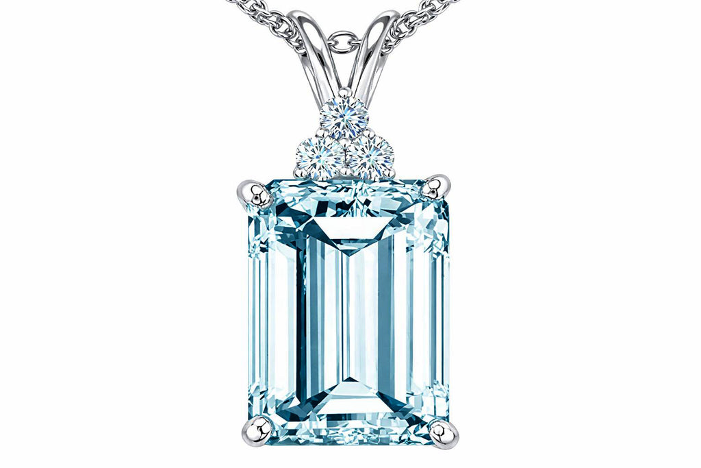 Tommaso Design™ Emerald Cut 10x8 mm Genuine Aquamarine Pendant Necklace