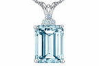 Tommaso Design™ Emerald Cut 10x8 mm Genuine Aquamarine Pendant Necklace