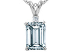 Tommaso Design™ Emerald Cut 7x5 mm Genuine Aquamarine Pendant Necklace