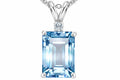 Tommaso Design™ Emerald Cut Simulated Aquamarine Pendant Necklace