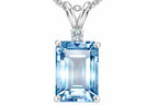 Tommaso Design™ Emerald Cut Simulated Aquamarine Pendant Necklace