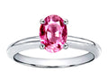 Tommaso Design Oval 8x6mm Created Pink Sapphire Solitaire Engagement Ring