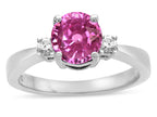 Tommaso Design Round 7mm Created Pink Sapphire Engagement Ring