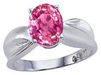 Tommaso Design Oval 9x7mm Created Pink Sapphire Solitaire Ring