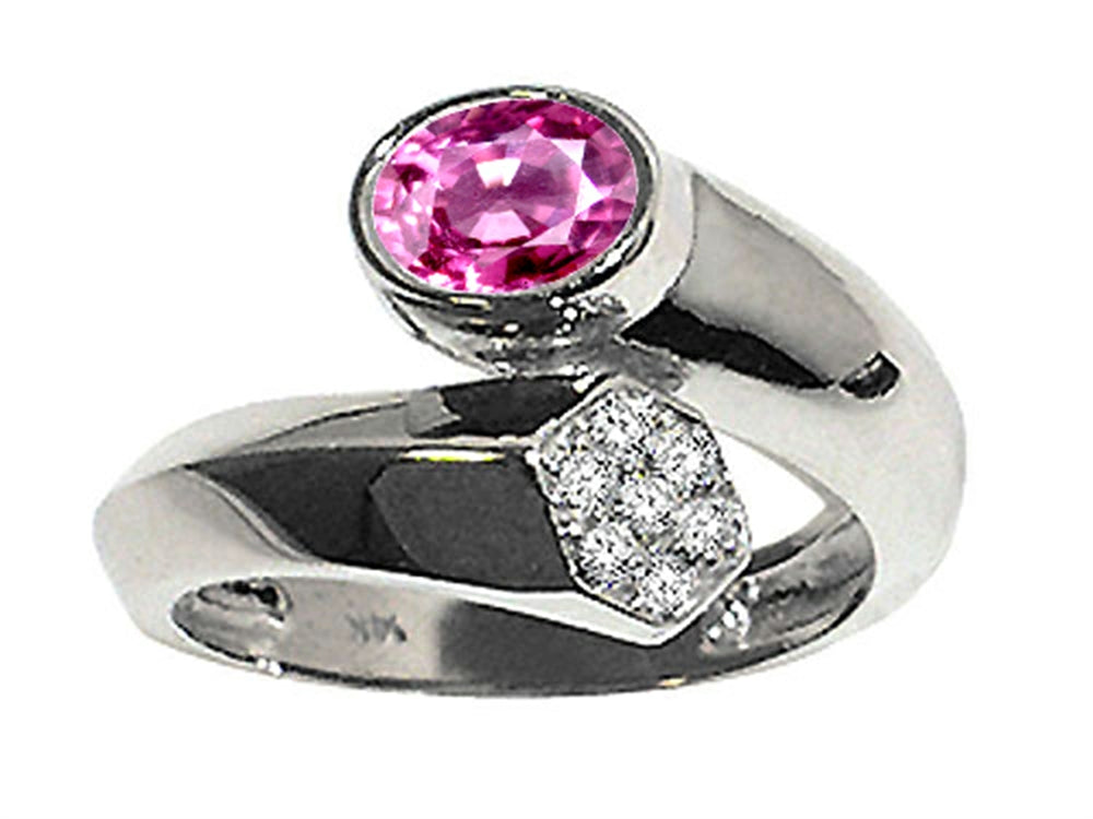 Tommaso Design Oval 7x5mm Created Pink Sapphire Ring