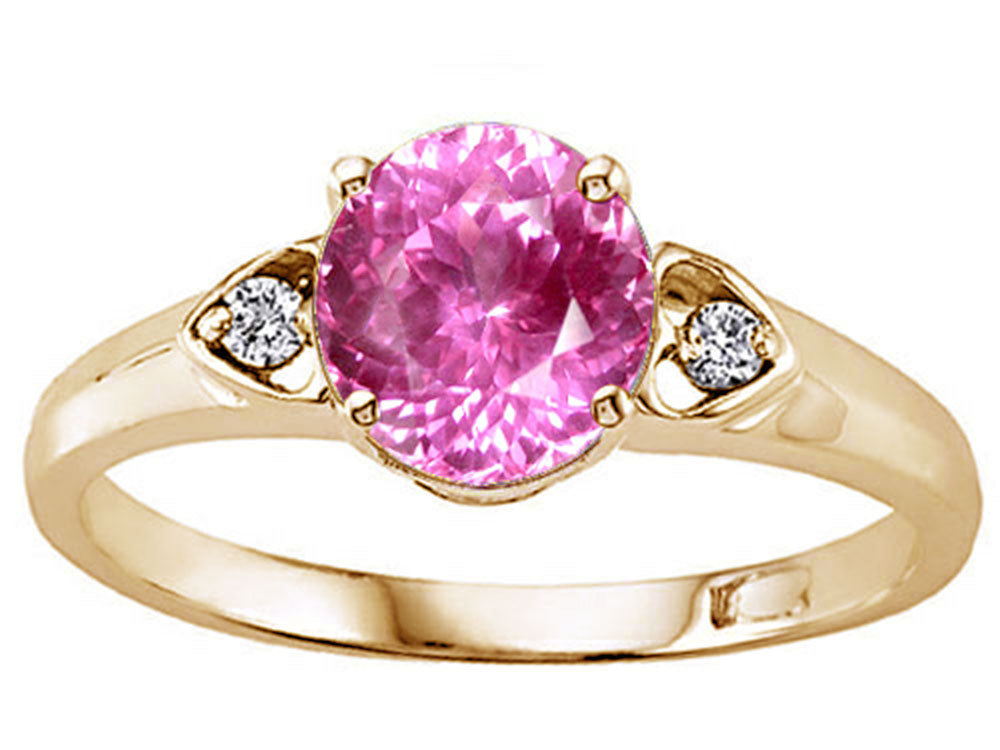 Tommaso Design Round 7mm Created Pink Sapphire Ring