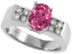 Tommaso Design Oval 8x6mm Created Pink Sapphire Ring