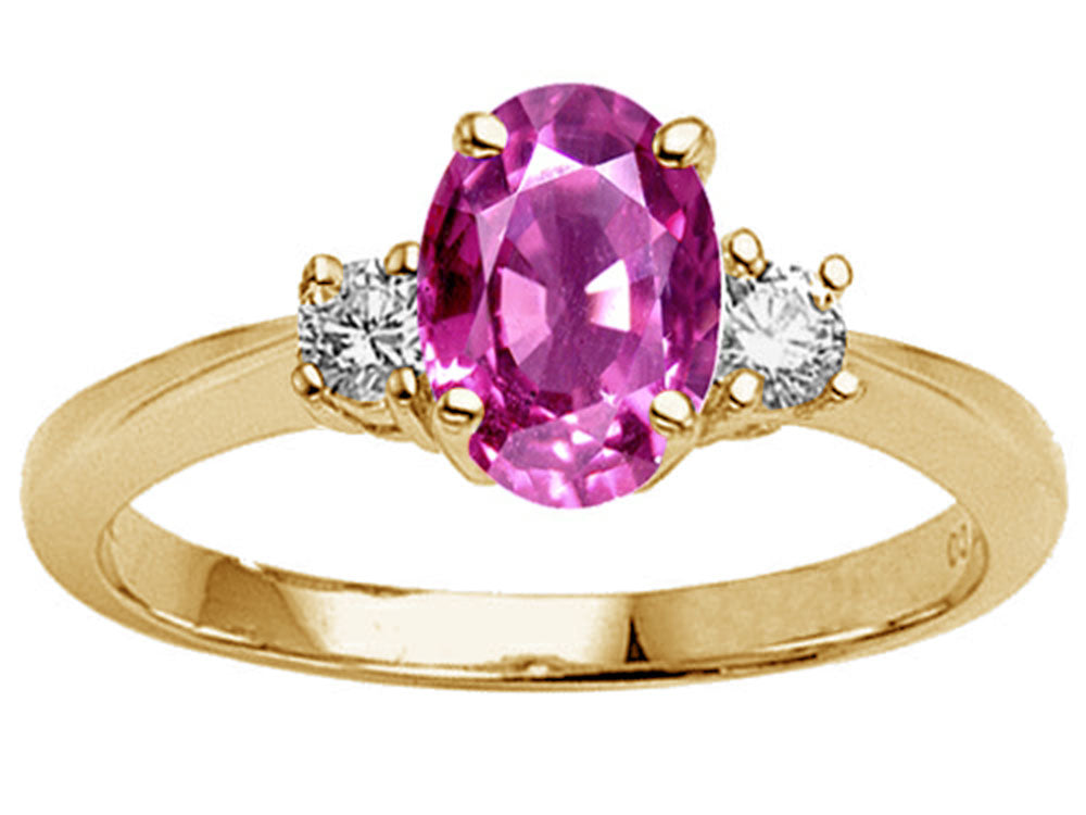Tommaso Design Oval 9x7mm Created Pink Sapphire Engagement Ring
