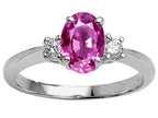 Tommaso Design Oval 9x7mm Created Pink Sapphire Engagement Ring