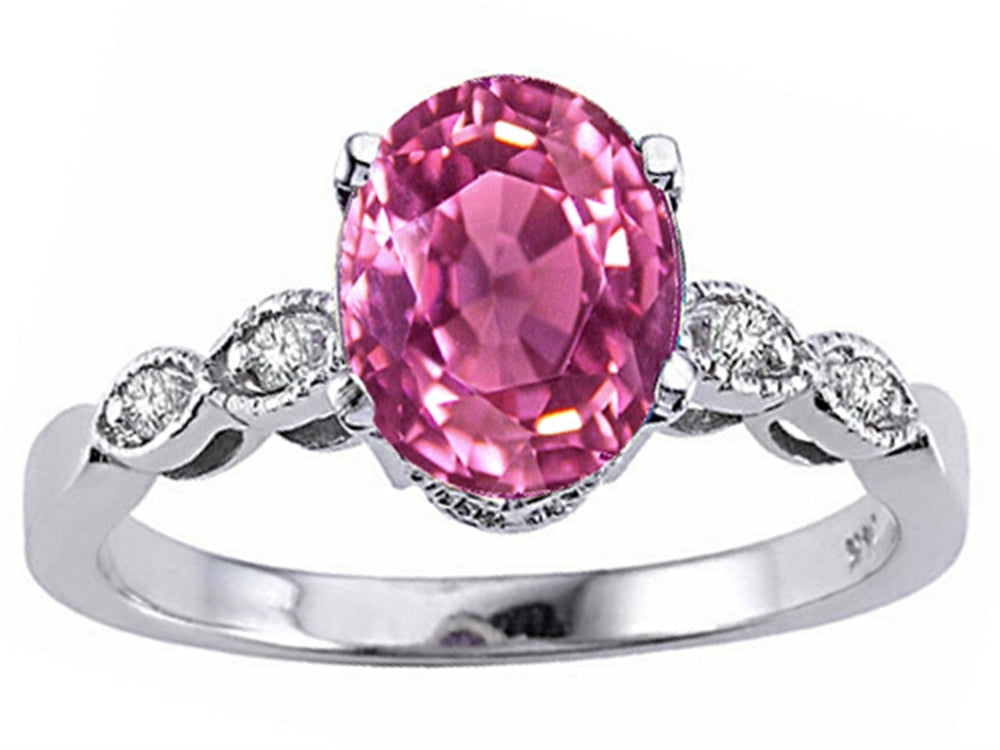 Tommaso Design Oval 8x6mm Created Pink Sapphire Ring