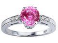 Tommaso Design Round 7mm Created Pink Sapphire Engagement Ring