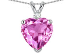 Star K™ 8mm Heart Shape Created Pink Sapphire Heart Pendant Necklace