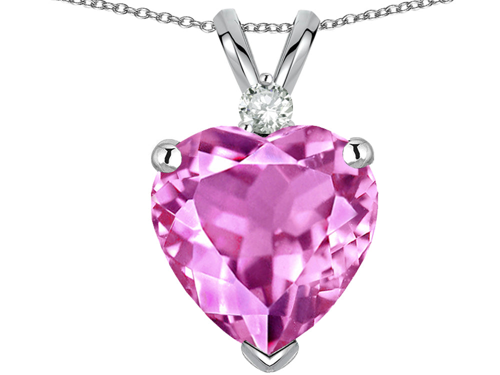 Star K™ 8mm Heart Shape Created Pink Sapphire Heart Pendant Necklace