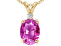 Tommaso Design™ Oval 8x6mm Created Pink Sapphire Pendant Necklace