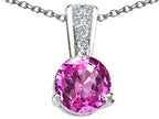 Tommaso Design™ Round 7mm Created Pink Sapphire Pendant Necklace
