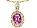 Tommaso Design™ Oval 8x6 mm Created Pink Sapphire Pendant Necklace