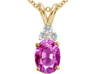 Tommaso Design™ Oval 7x5 mm Created Pink Sapphire Pendant Necklace